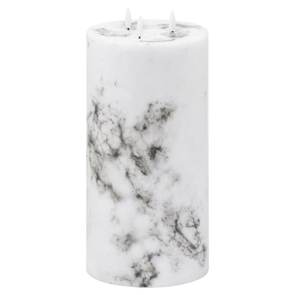 Hill Interiors Luxe Collection Marble Effect 3 Wick Electric Candle - White/Black