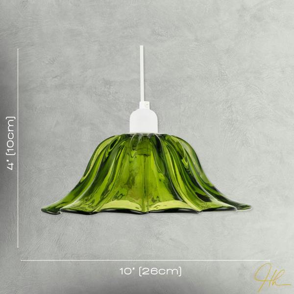 Modern Scallop Moulded Glass Pendant Light Shade in Deep Forest Green Image 7