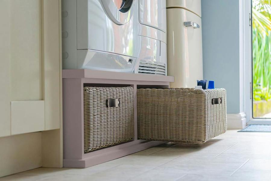 Statement Furniture Tetbury Washing Machine and Dryer Stand, Double Appliance Pedestal with Storage