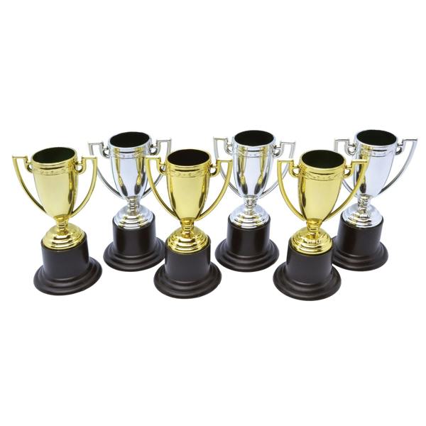 Bristol Novelty Mini Winner Trophies (Pack Of 6) - Silver/Gold - 