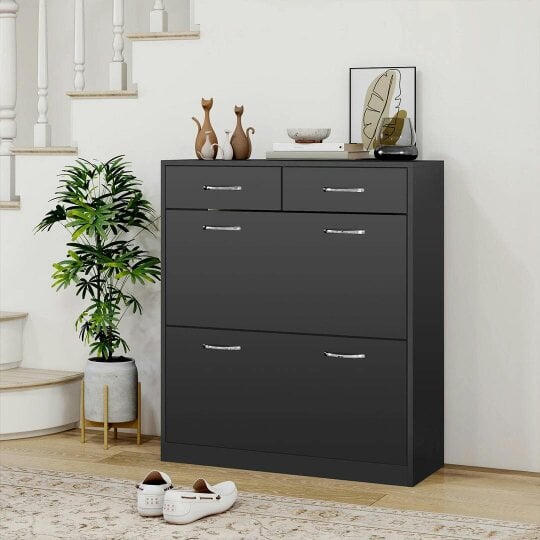 Havendro Black Shoe Cabinet Rack Wooden Shoes Storagoes e Stand Cupboard