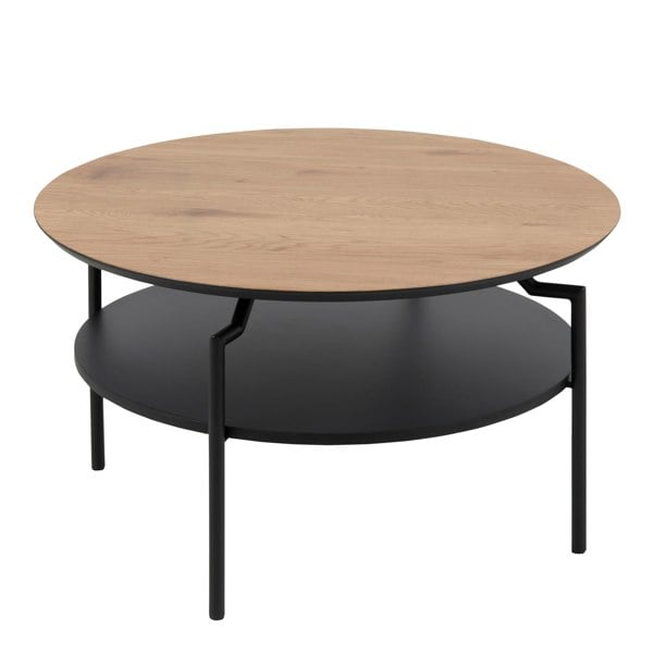 Furniture To Go Goldington Round Coffee Table with Oak Top & Black Legs