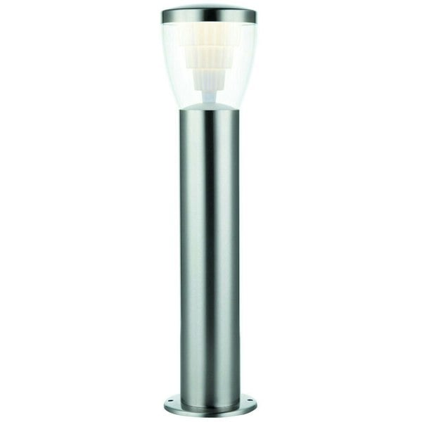 500mm Outdoor LED Lamp Post Bollard Round Brushed Steel 10W Cool White Light Loops