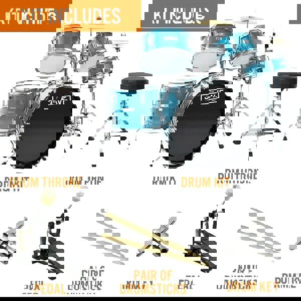 3rd Avenue 5 Piece Junior Drum Kit#Colour_Blue