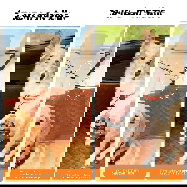 Skylos Dog Booster Car Seat Travel Carrier Bed Basket for Pet up to 100lbs Brown