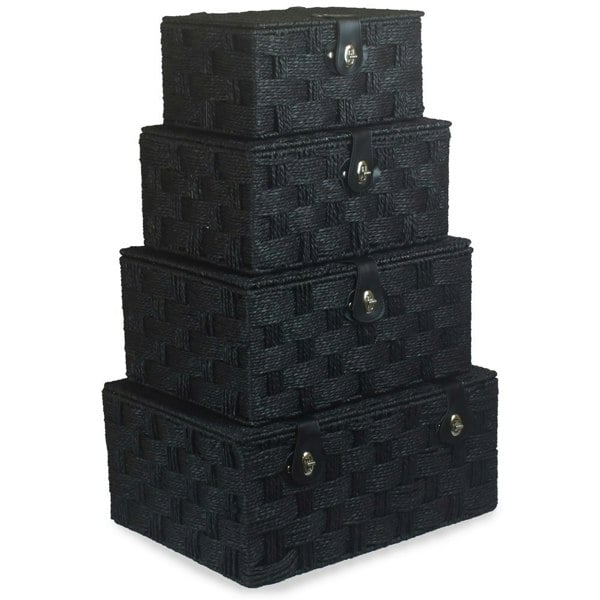 Twisted Black Paper Rope Basket