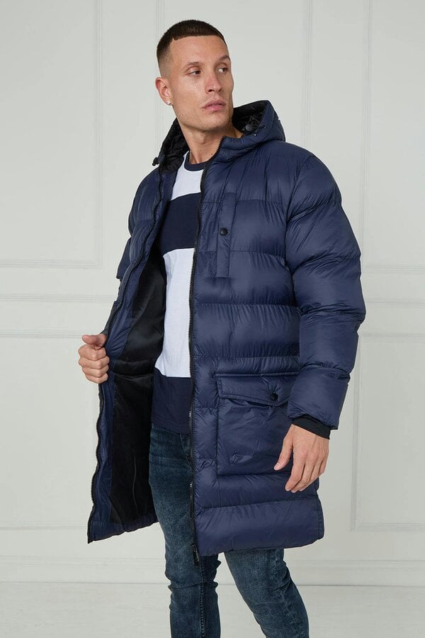 Men’s Longline Puffer Coat - Navy