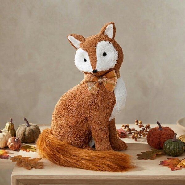 Garden Greatness Autumn Sitting Rustic Fox with Fluffy Tail Ornament