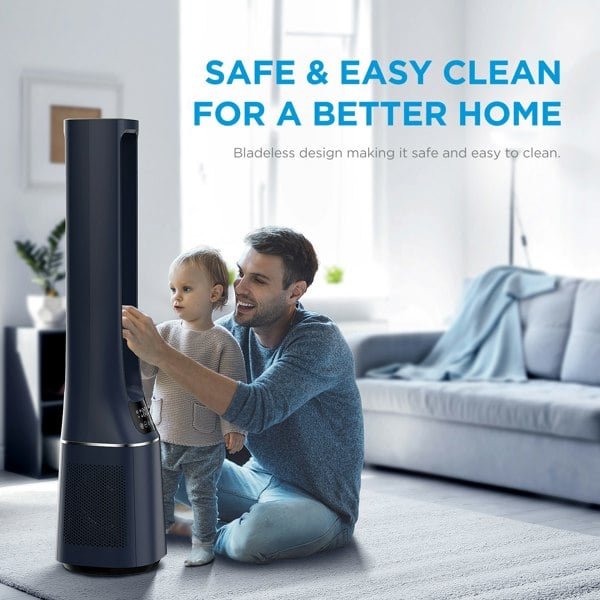 Living and Home 2-in-1 Electric Quite Bladeless Tower Fan APP Remote Control with Touch Screen LED Display ,10 Speeds ,HEPA Filter