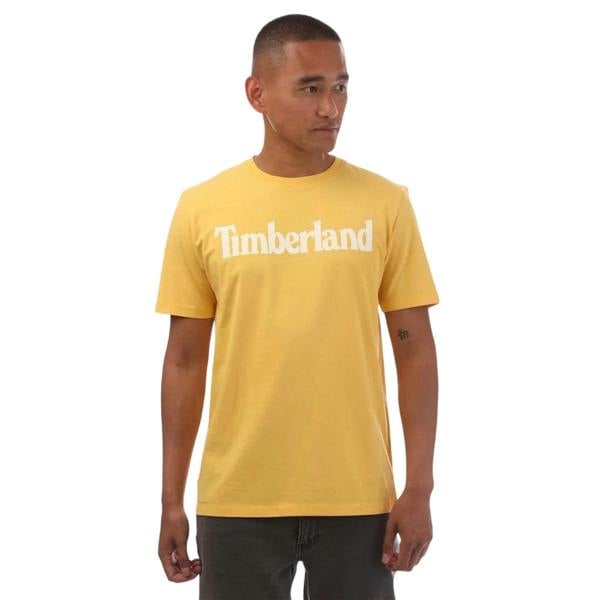 Timberland Mens Northwood Wordmark Cotton Crew Neck T-Shirt - Yellow - 