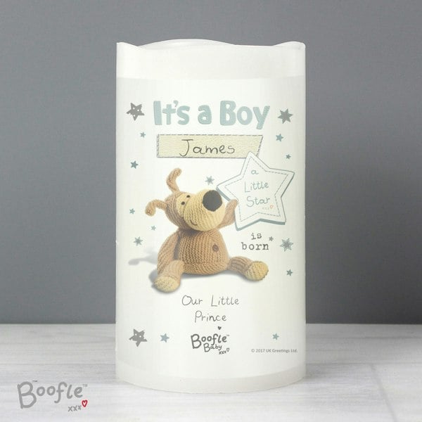 Personalised Memento Company Personalised Boofle It's a Boy Nightlight LED Candle