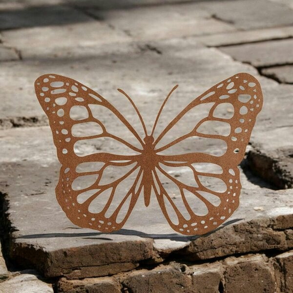 EDH Door Hardware Black Rusted Butterfly Silhouette Wall Art – 24 x 38 CM | Rustic Metal Butterfly Décor for Indoor & Outdoor