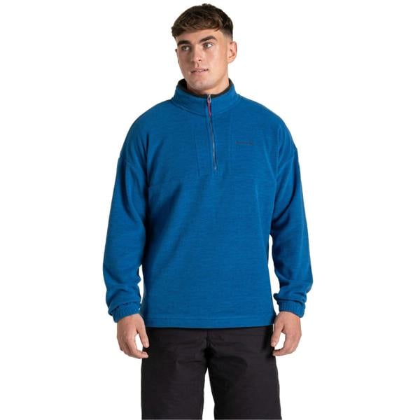 Craghoppers Mens Esk Colour Block Melange Half Zip Fleece Top - Fresh Blue - 