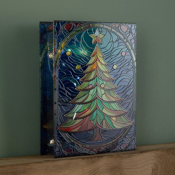 Samuel Alexander 28cm Battery Operated Light up Christmas Tree Stained Glass Decoration with LEDs