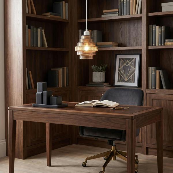 Tiered Stepped Design Smoked Ribbed Glass Pendant Ceiling Light Shade Image 6