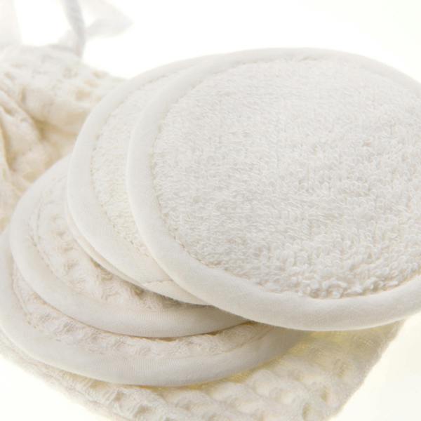 Ecru Waffle Cotton Re-Usable Face Pads & Headband Set close-up detail 2 | Soak and Sleep