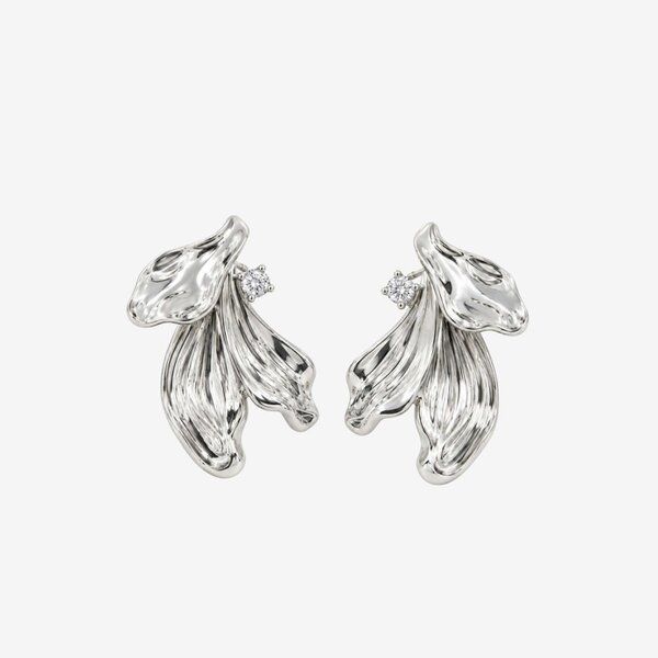 Uchi & Soto Kinmokusei Silver Petal Statement Earrings