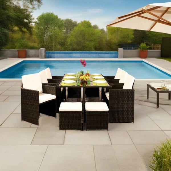 Comfy Living Premium 11-Piece Rattan Garden Patio Furniture Set - Perfect for Outdoor Living
