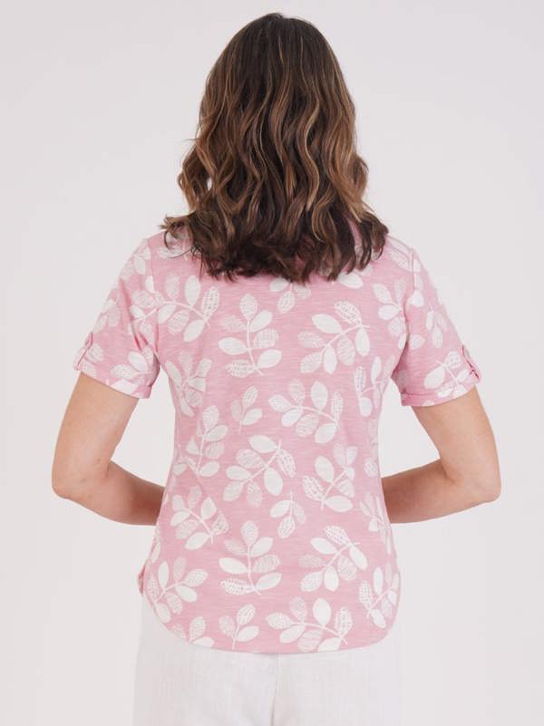 TIGI Pomegranate Mod Leaf Notch Neck Top