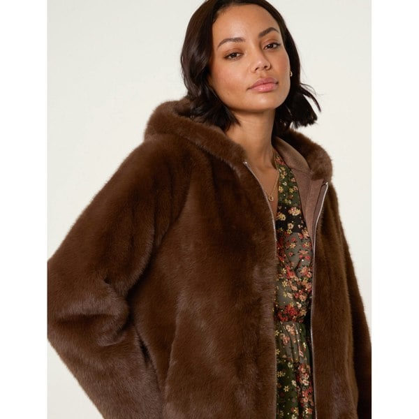 Blue Vanilla Faux Fur Hooded Jacket