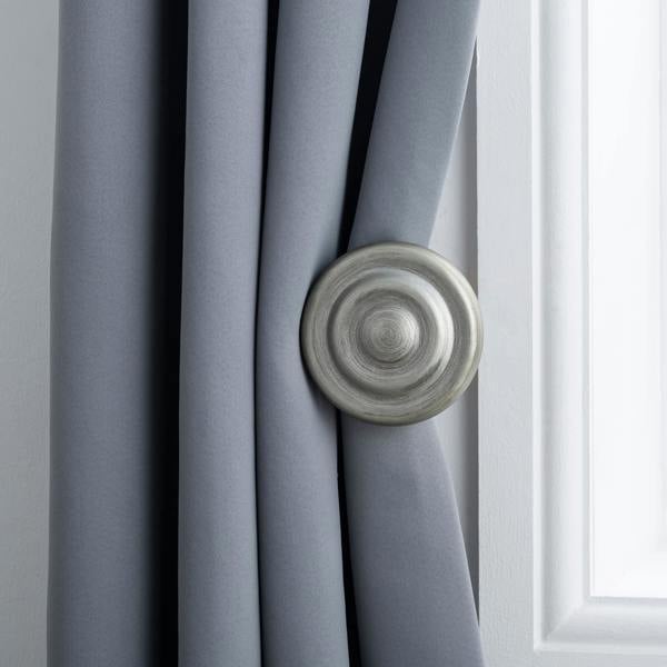 A.Unique Home Ribbed Wooden Curtain Pole with Rings and Fittings, In a Variety of Colours and Sizes (35mm) (Holdbacks, Antique Silver)