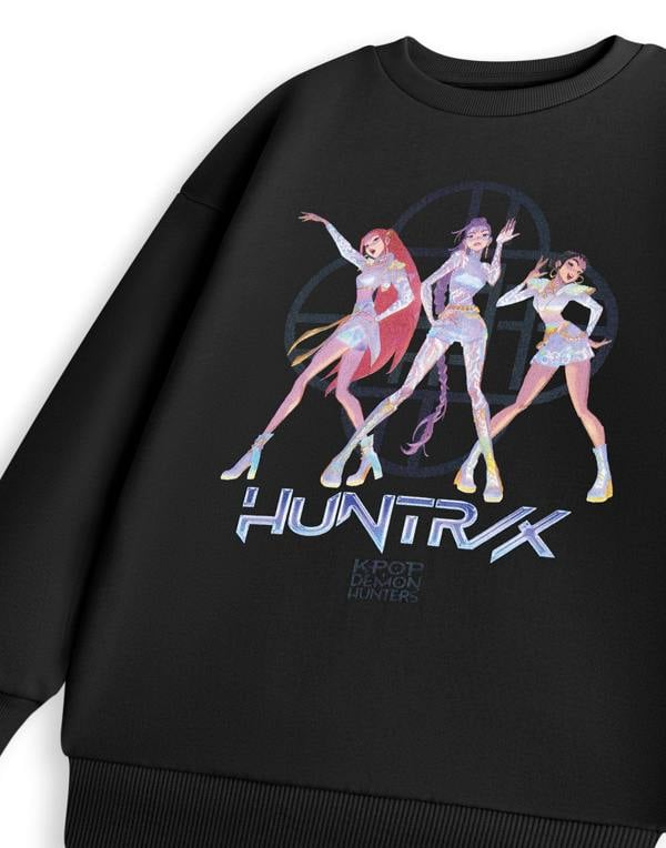 Vanilla Underground KPop Demon Hunters Girls Black Huntrix Sweatshirt