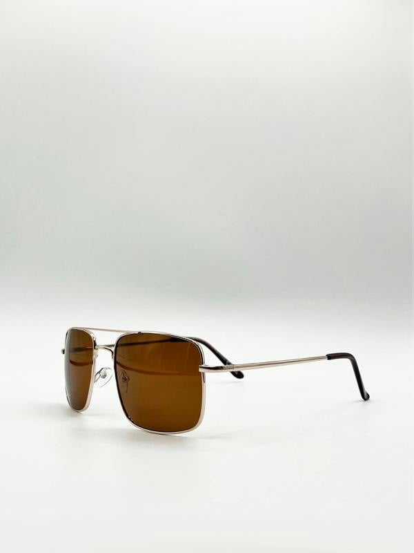 Aviator style square frame sunglasses - svnx