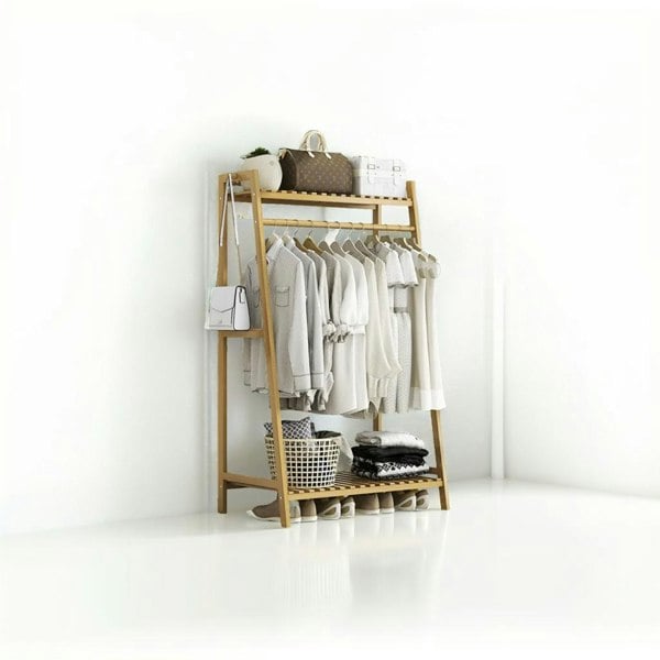Modcraft Heavy Duty Bamboo Clothes Rail and Wardrobe