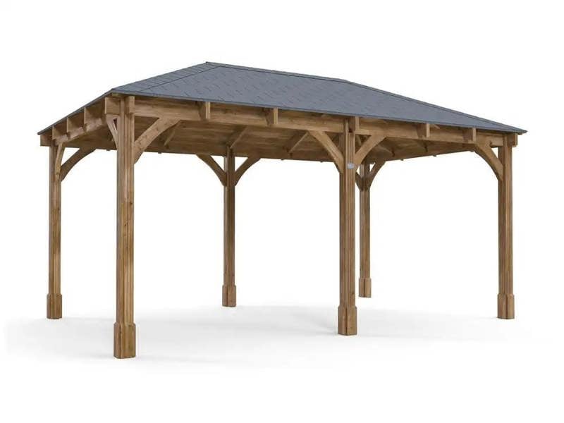 Dunster House -  Wooden Garden Gazebo 5m x 3m Heavy Duty With Roof Shingles Included - Leviathan Range