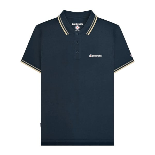 Lambretta Mens SS25 Twin Tip Polo Shirt - Navy/Cinder