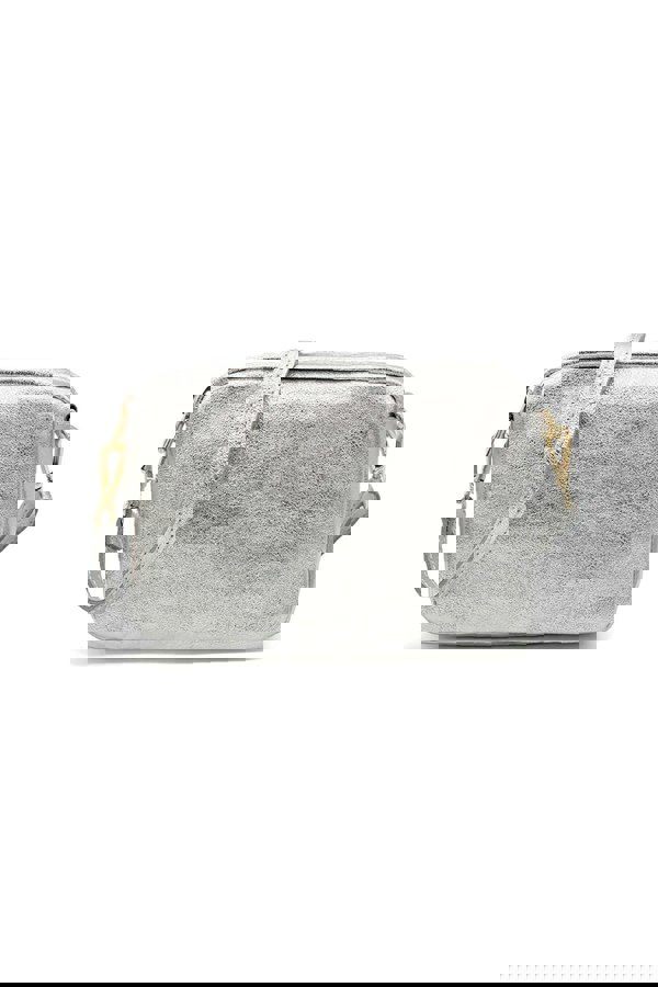 Pluspup Italian Genuine Leather Crossbody Bag with Double Zipper Compartments