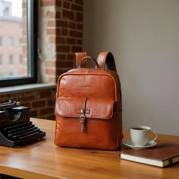 Infinity Leather Genuine Leather Vintage Laptop Backpack Travel Bag - Cove