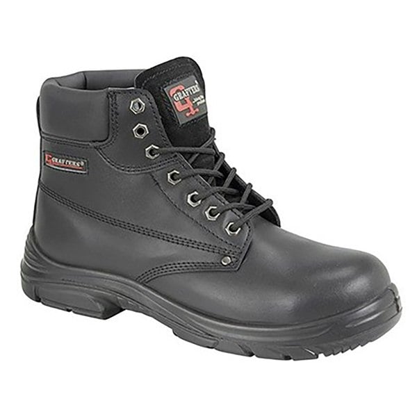 Grafters Grafter Mens Wide Fitting Lace Up Safety Boots - Black