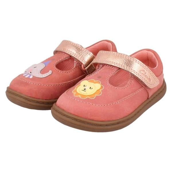 Clarks Girls Clarks Elephant And Lion Design T-Bar Shoes Flash Hats