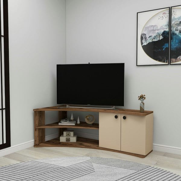 Destina Home Corner TV Stand Reversible Entertainment Center for TVs up to 60"-Dion