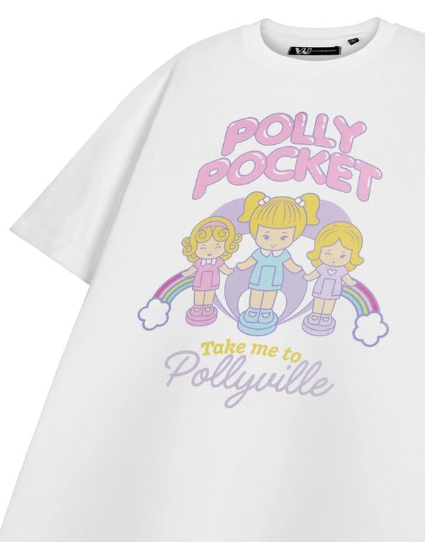 Polly Pocket Womens White Pollyville Short Sleeved T-Shirt
