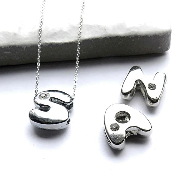Aye Do Gifts Diamante Initial Alphabet Silver Necklace
