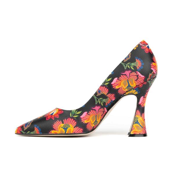 Embassy London Emily Hollywood - Red Flowers - Women's pointy 4 inch multicolour leather pump