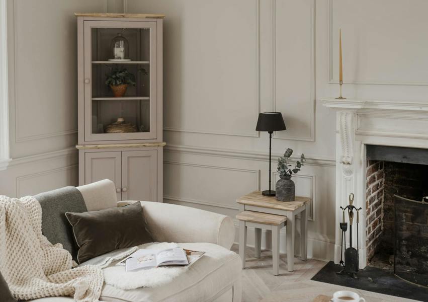 Statement Furniture Florence Corner Display Cabinet, Glass Door Assembled Dresser