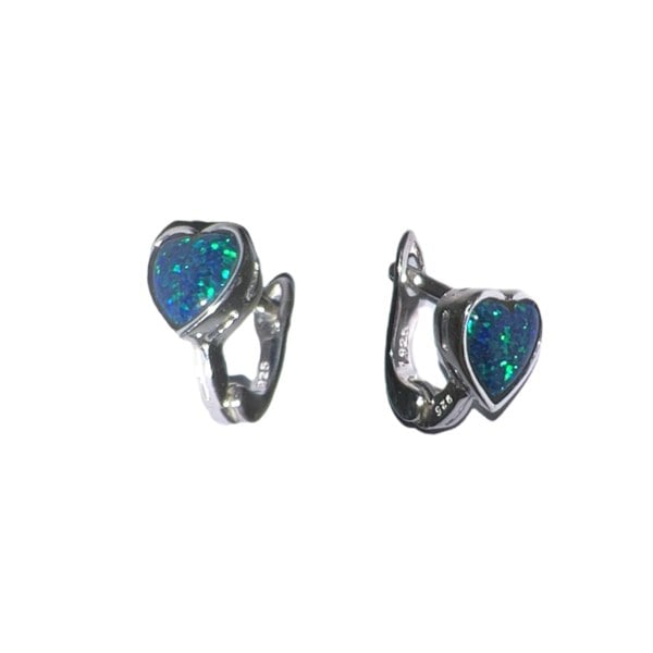 Spero London High Quality Japanese Opal Sterling Silver Heart Earrings