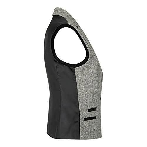 TruClothing Womens Tweed 1920s Herringbone Light Grey Waistcoat