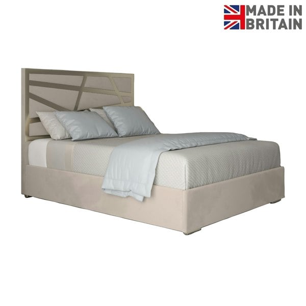 Casa Magna Arabella Upholstered Soft Velvet Metal Bed Frame - Cream