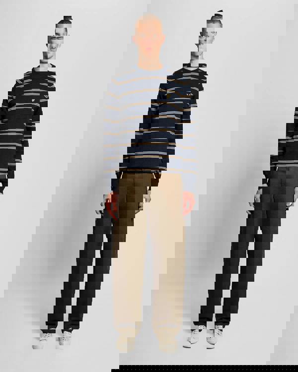 Lyle & Scott Cotton Striped Mens Crew Neck Jumper - Z271 Dark Navy