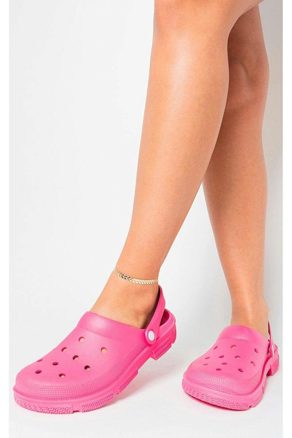 Annie Closed Toe Sling Back Clog Sandals - Fuschia
