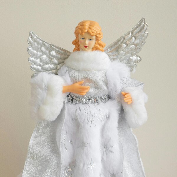 Samuel Alexander 30cm Traditional Christmas Angel Tree Topper Decoration in Silver