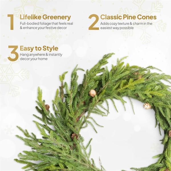 80cm Green Araucaria Artificial Wreath Set for Indoor Christmas and Winter Home Decor image 5
