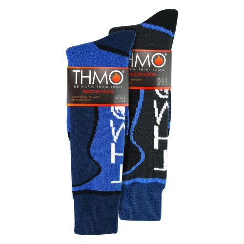 THMO 2 Pairs Mens Thermal Ski Socks Cushioned Warm Winter Snowboarding Long Socks
