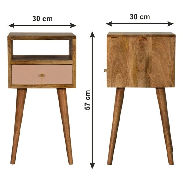Artisan Furniture Solid Wood Mini Blush Hand Painted Bedside Table