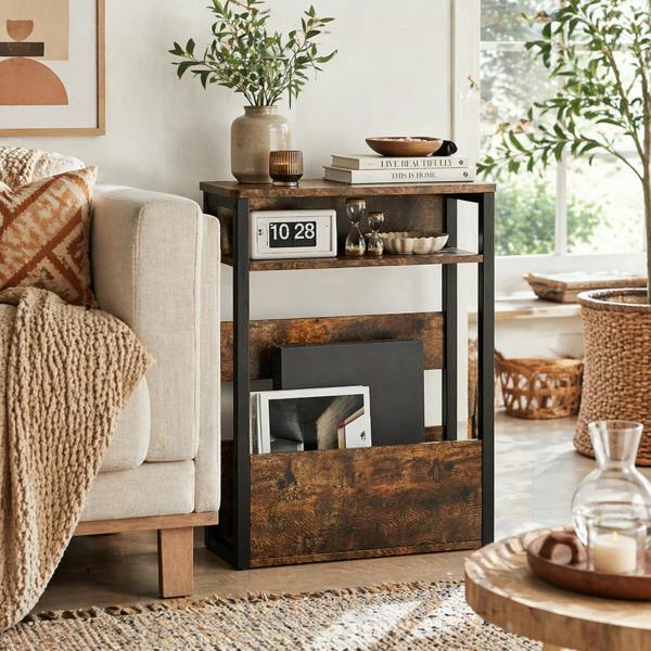 Wyld Haus Novizi Metal And Wooden Black And Brown Industrial Style Side Table