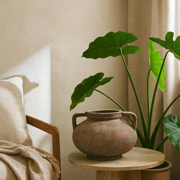 Wyld Haus Meadowhaze Stone Pelike Soft Brown Stoneware Vase with Handles